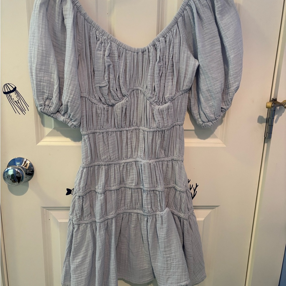 Off-Shoulder Light Blue Dress